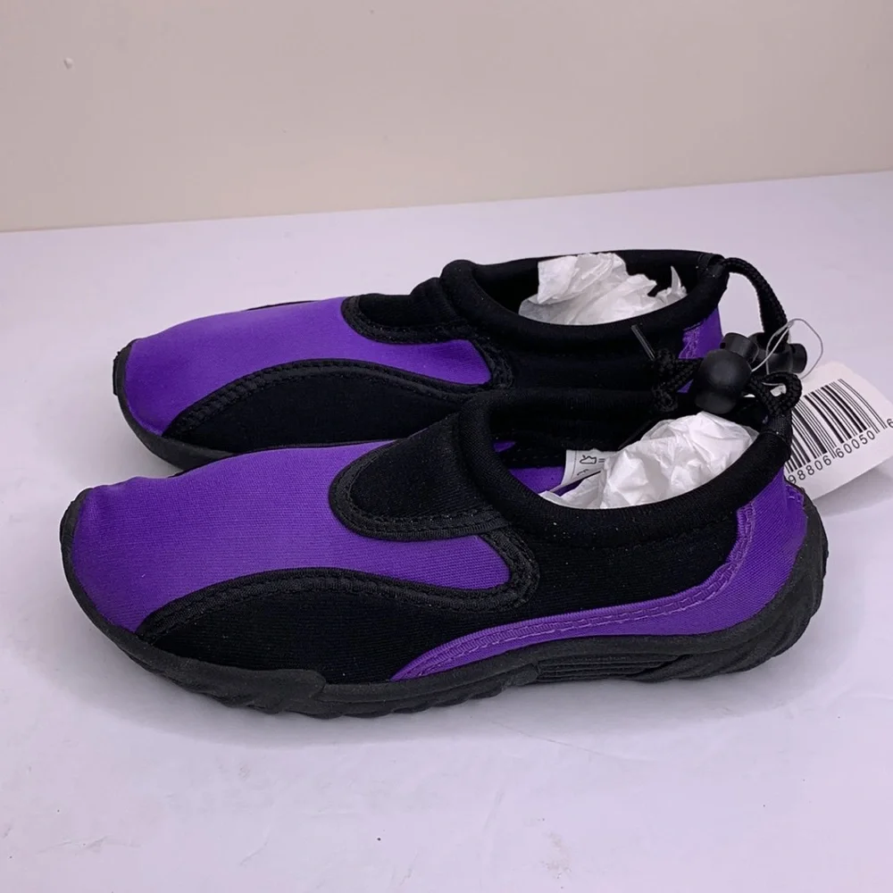 Water Shoes Black & Purple Slide on Rubber Soles Kids Size 1